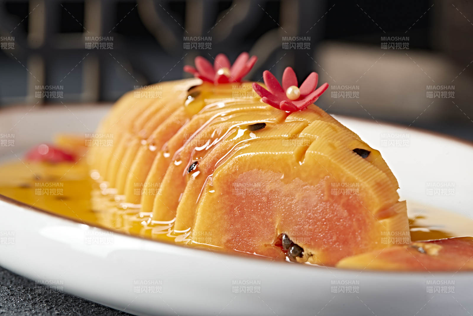 蜂蜜百香果汁腌木瓜片