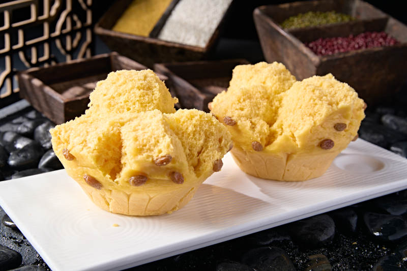 西部美食香蒸开花黄馍馍