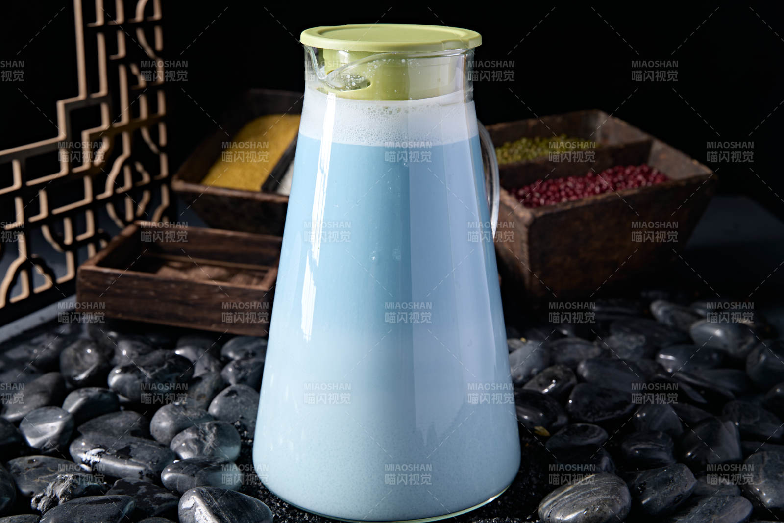 鲜榨蝶豆花米糊热饮