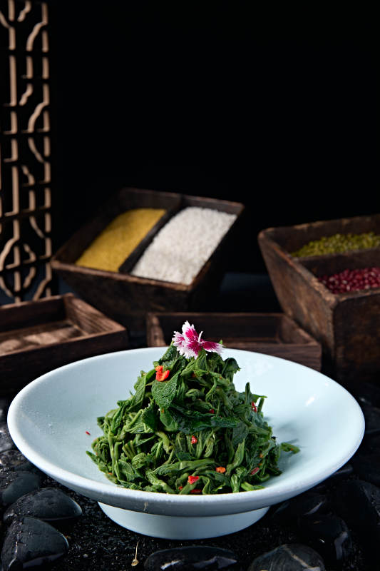 美味凉菜彩椒炝拌蚕桑叶