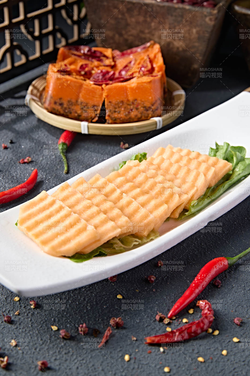 新鲜狼牙红薯切片