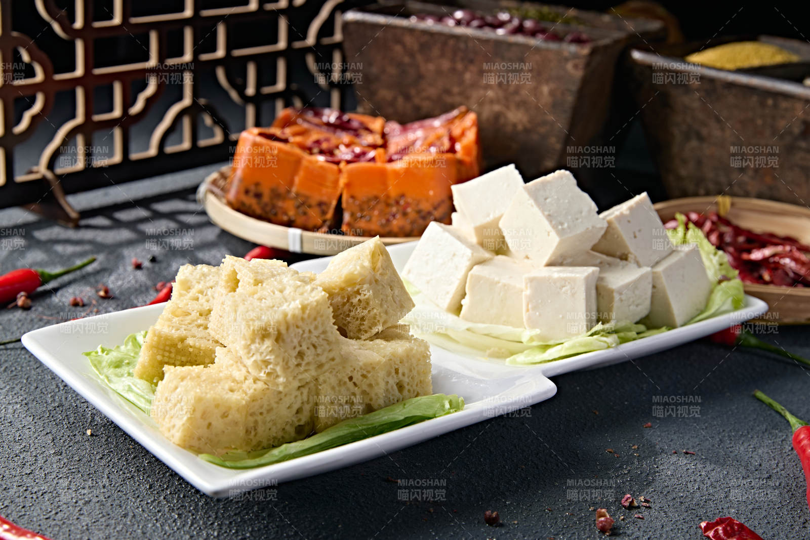 火锅食材鲜豆腐冻豆腐切片拼盘