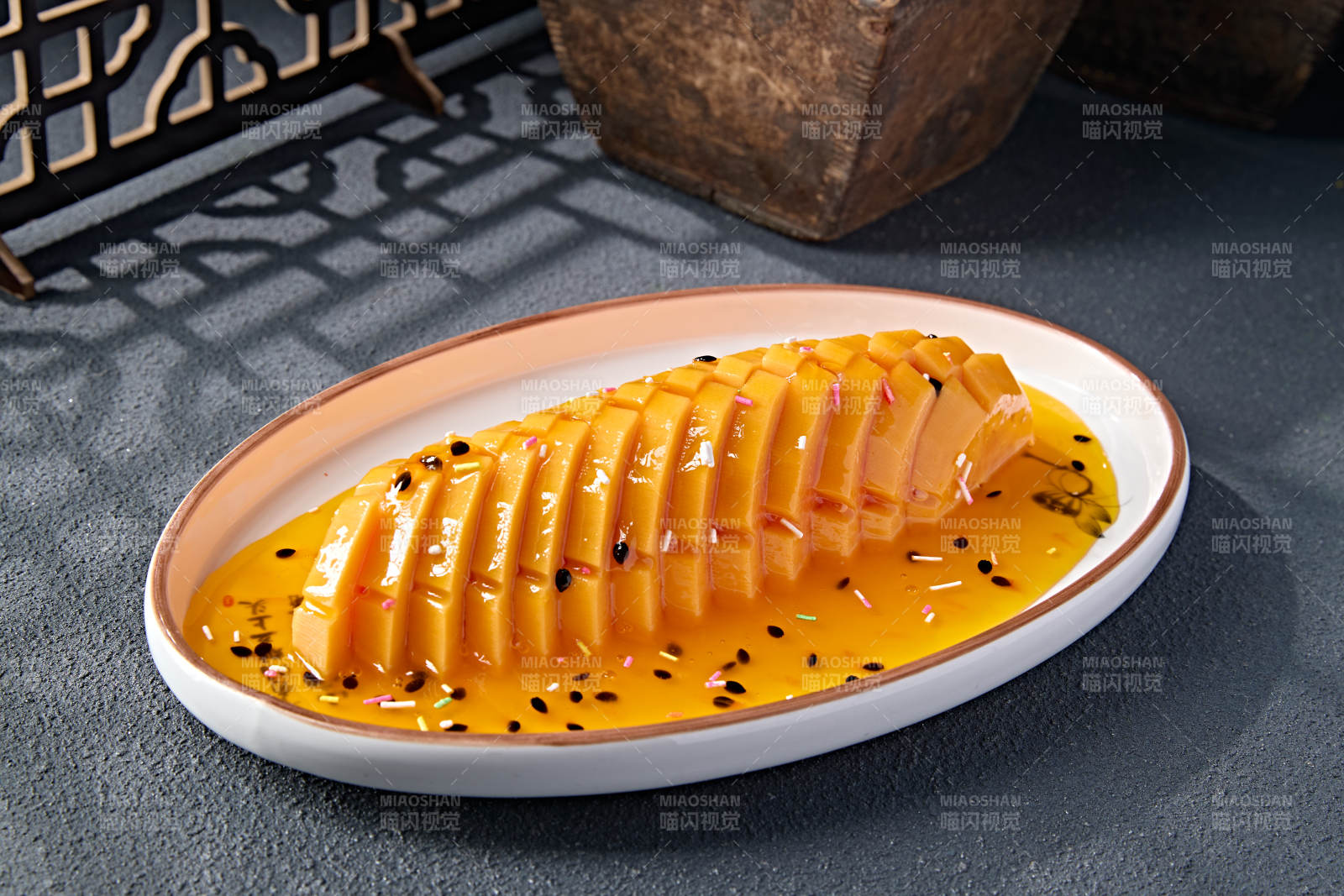 涼菜百香果汁腌木瓜片