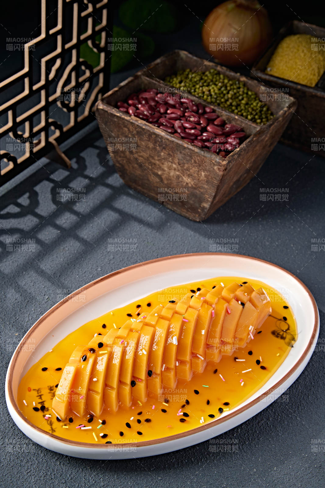 涼菜百香果汁腌木瓜片