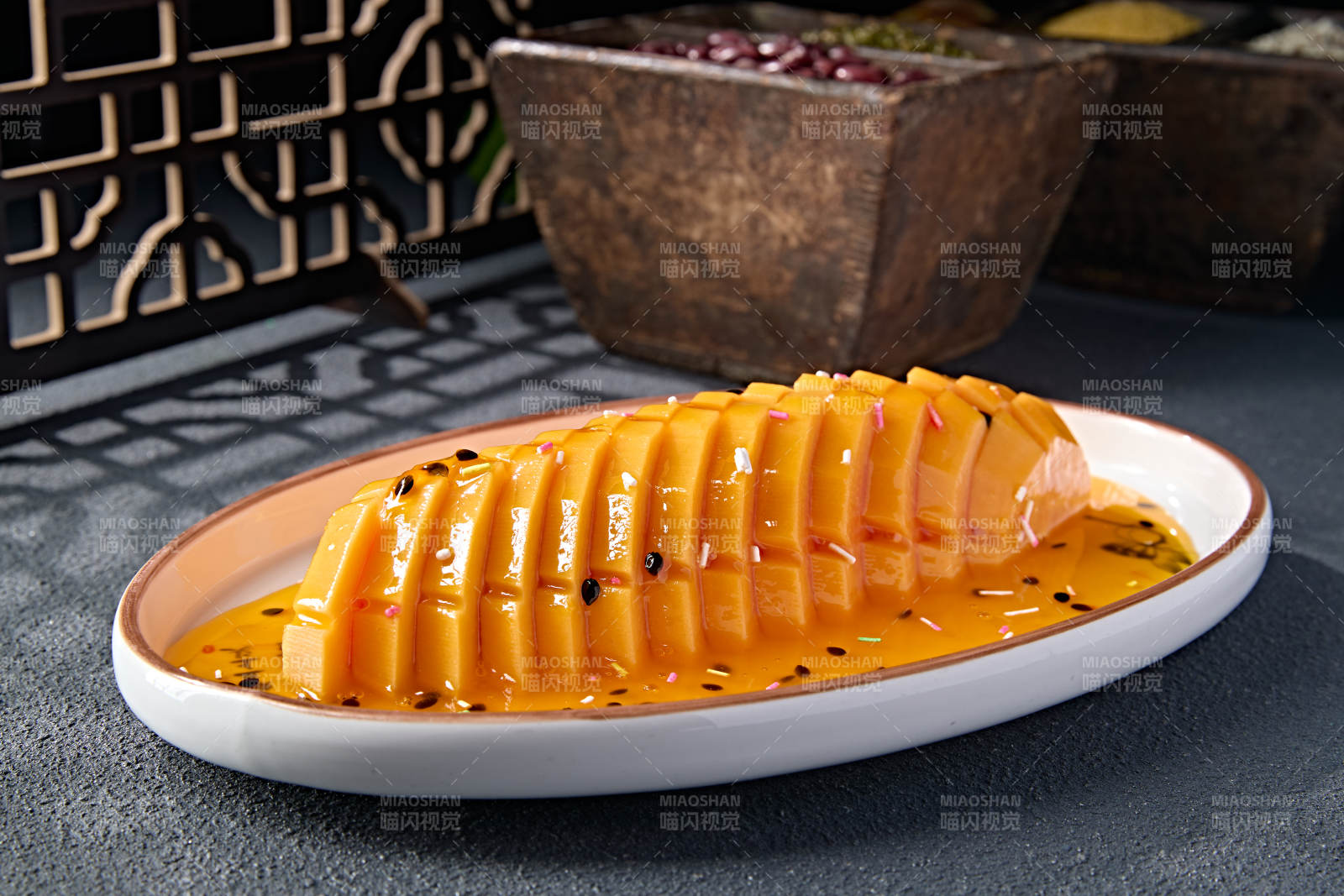 涼菜百香果汁腌木瓜片