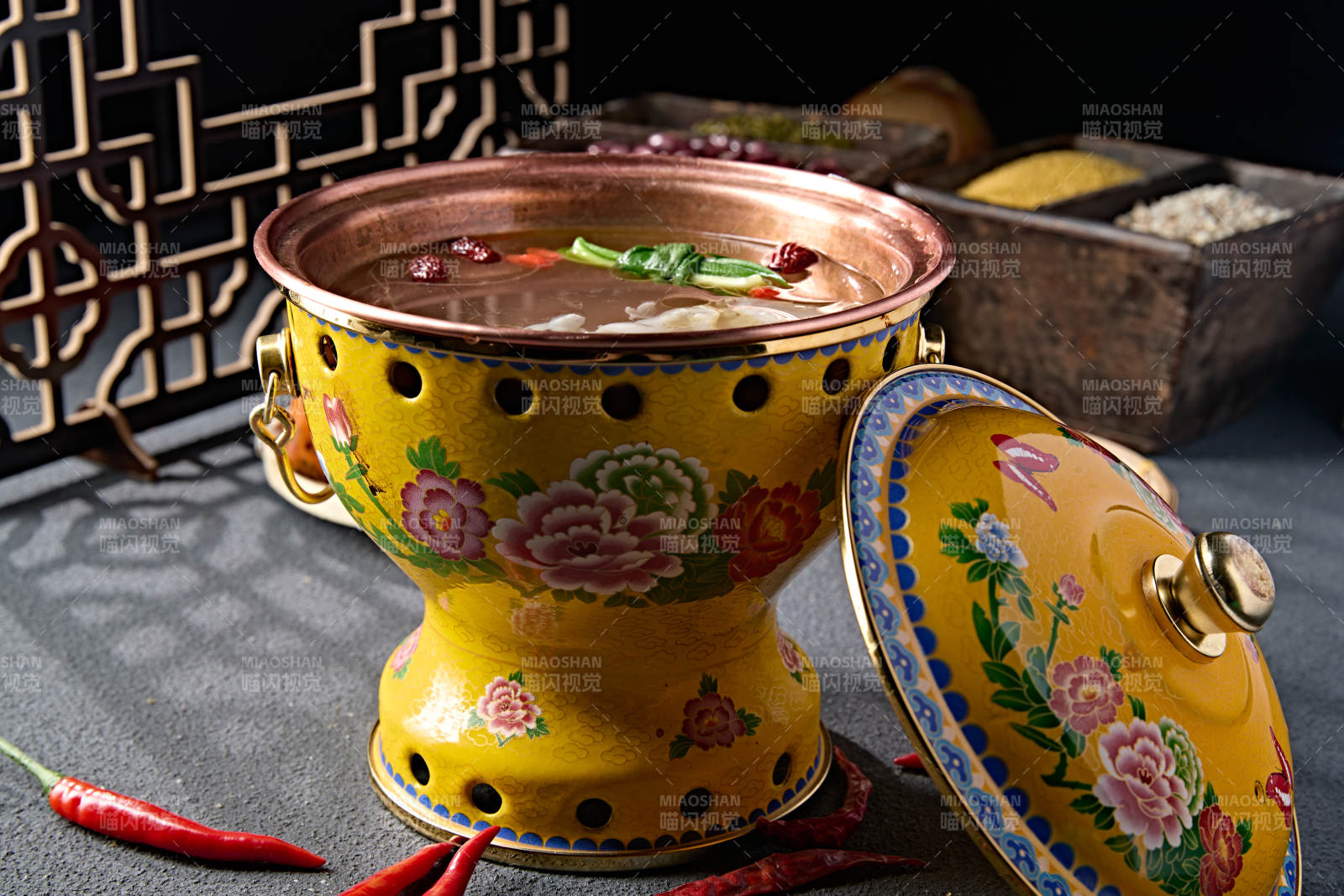 景泰蓝小火锅清汤高汤锅底