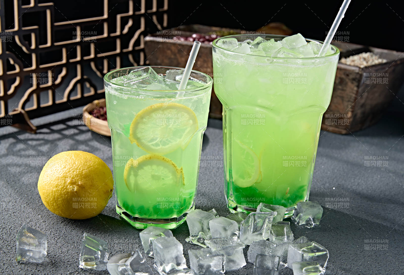 解暑饮料珍珠青苹果汁