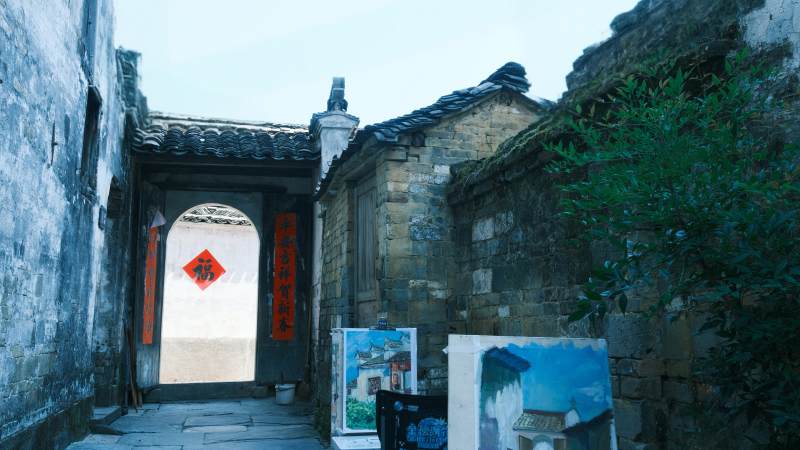婺源李坑古巷画影