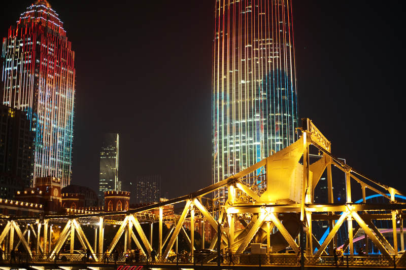 天津—夜景城市灯光璀璨