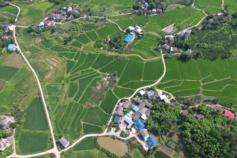 广安区石笋镇白云村田园风光航拍图