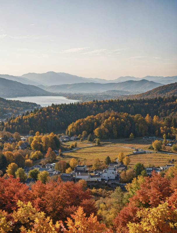 安徽省黄山市皖南秋山湖畔风光