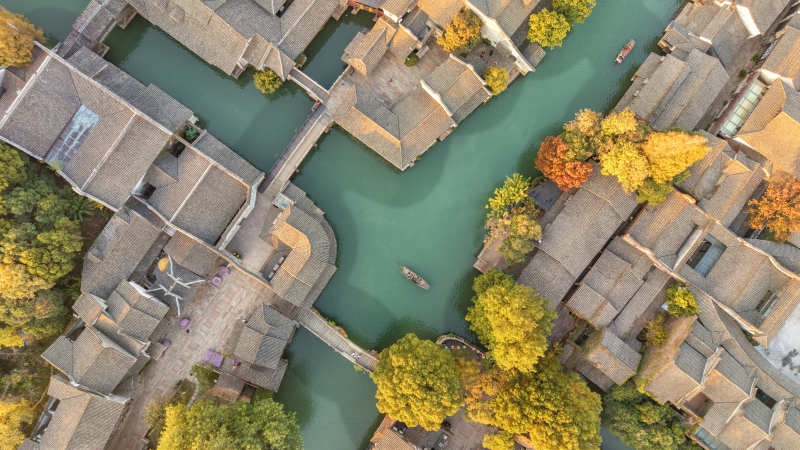 水乡秋韵航拍图