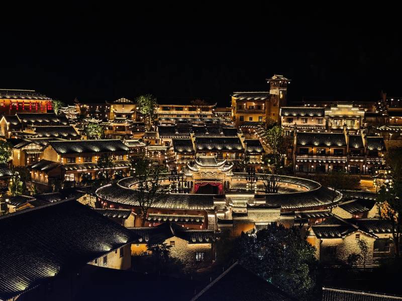 望仙谷夜景古建筑群落