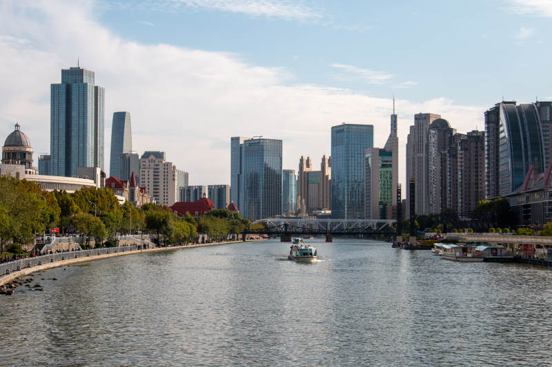 天津海河城市河景风光