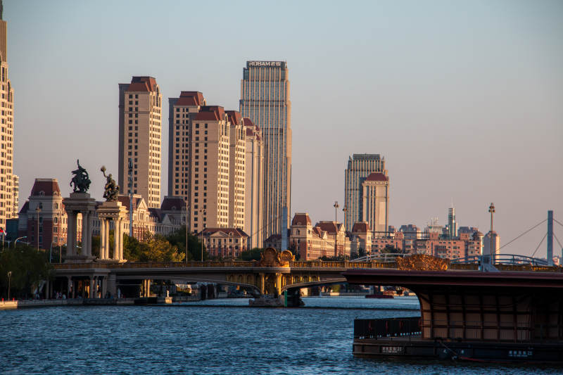 天津海河城市河畔风光