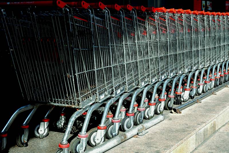 整齐排列的购物车