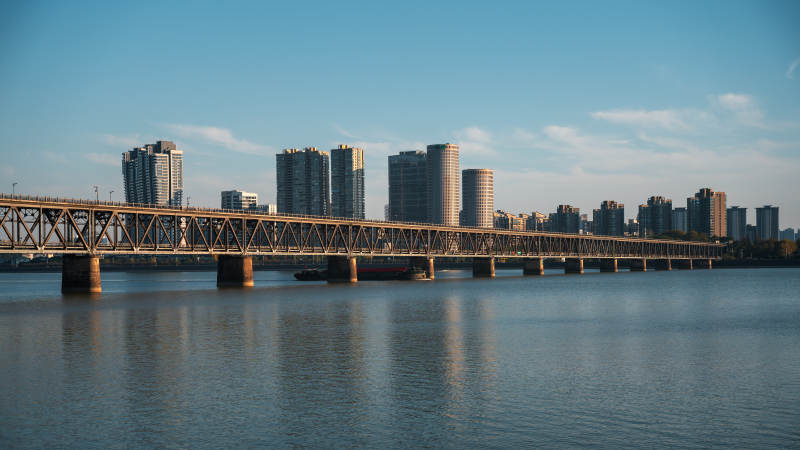 杭州錢塘江大橋城市天際線