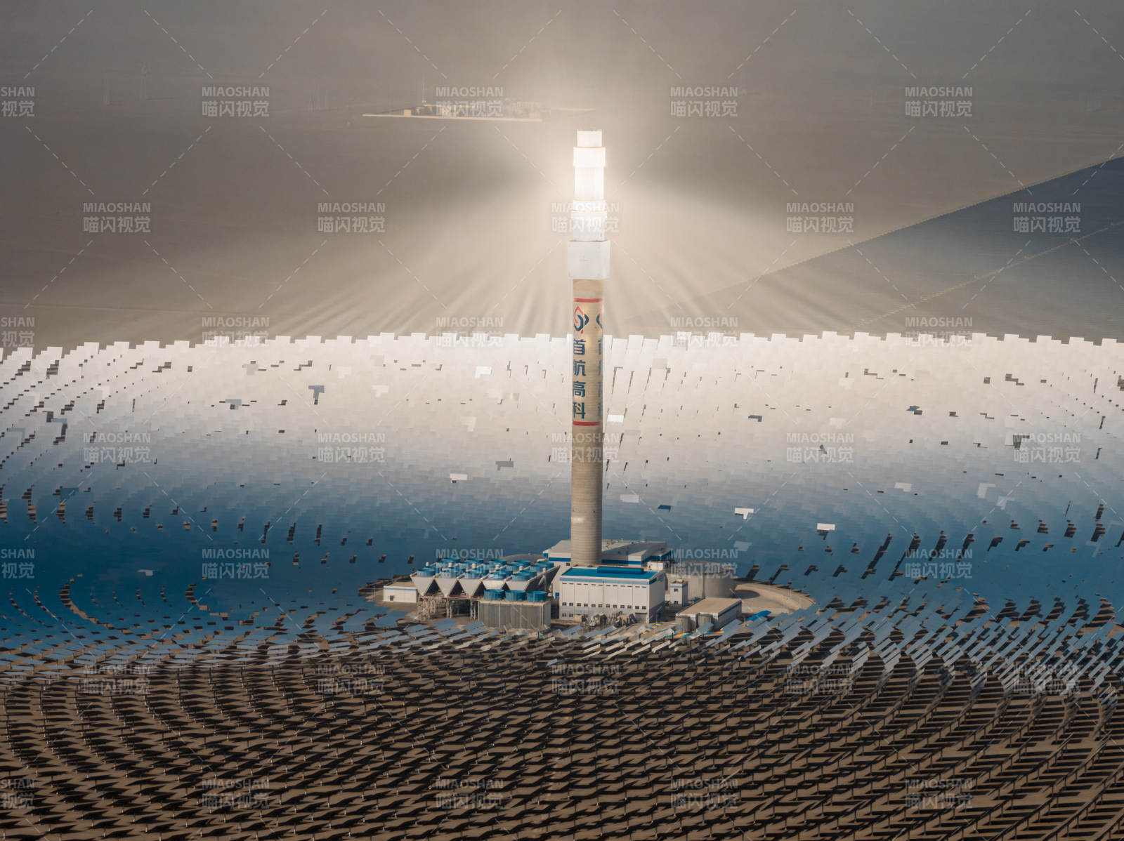 敦煌熔盐塔式光热电站绿色能源光伏发电大景