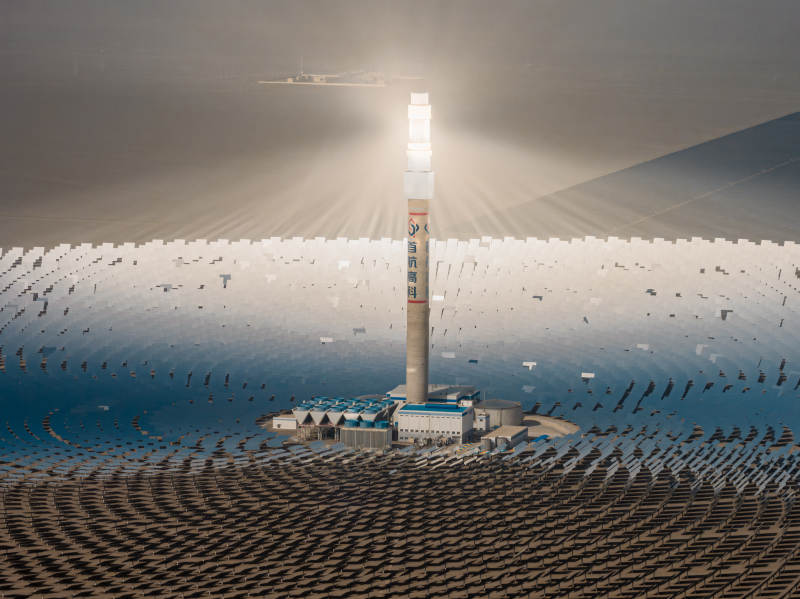 敦煌熔盐塔式光热电站绿色能源光伏发电大景