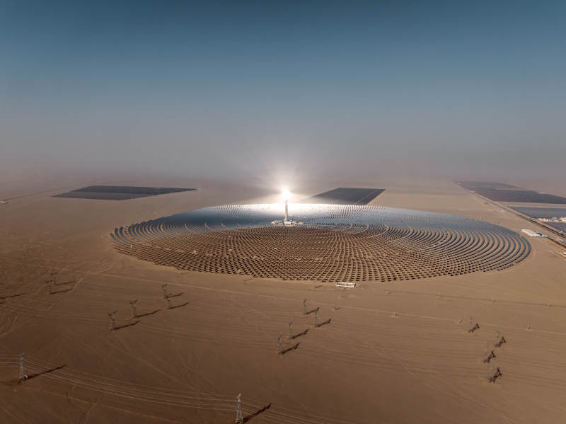 敦煌熔盐塔式光热电站绿色能源光伏发电全景