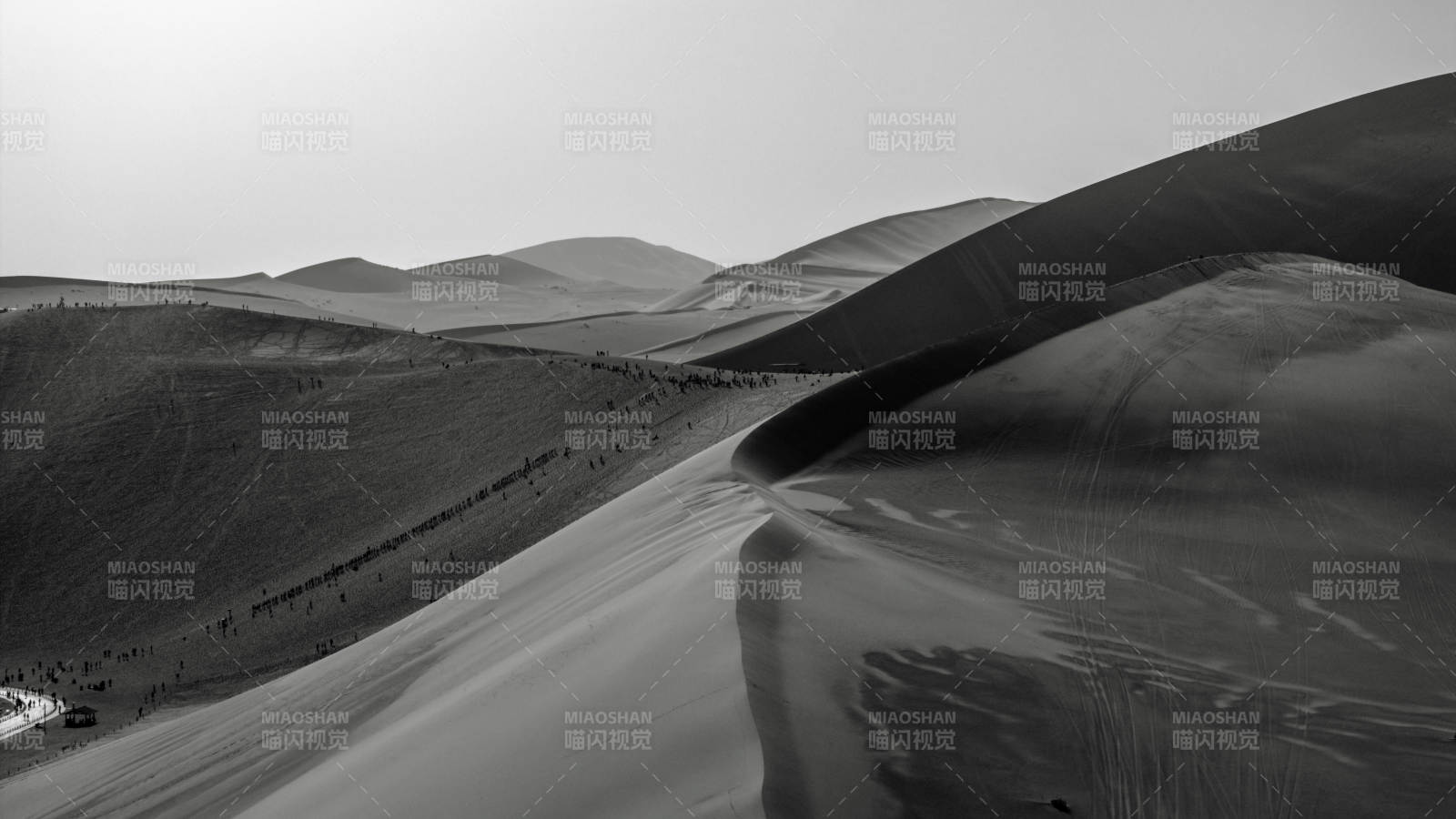 黑白光影质感沙漠沙丘广袤自然景观航拍