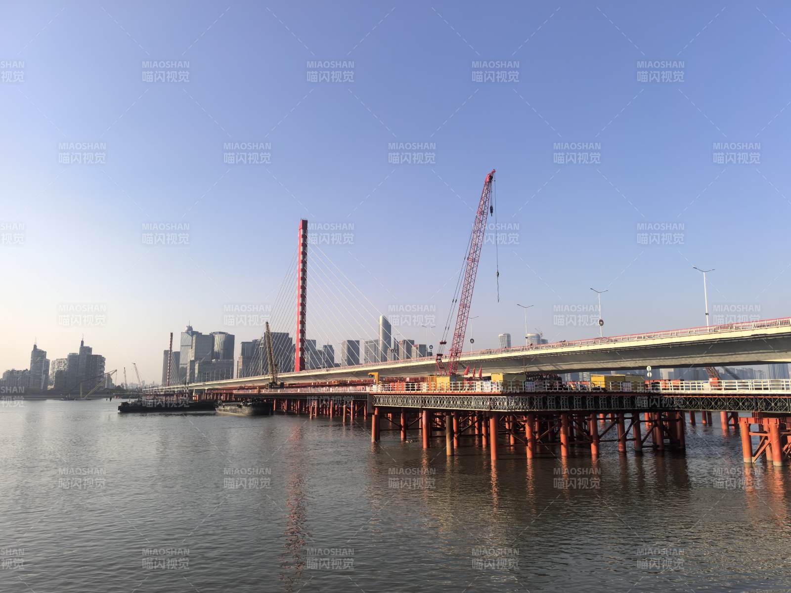 钱江三桥（西兴大桥）桥梁建设中