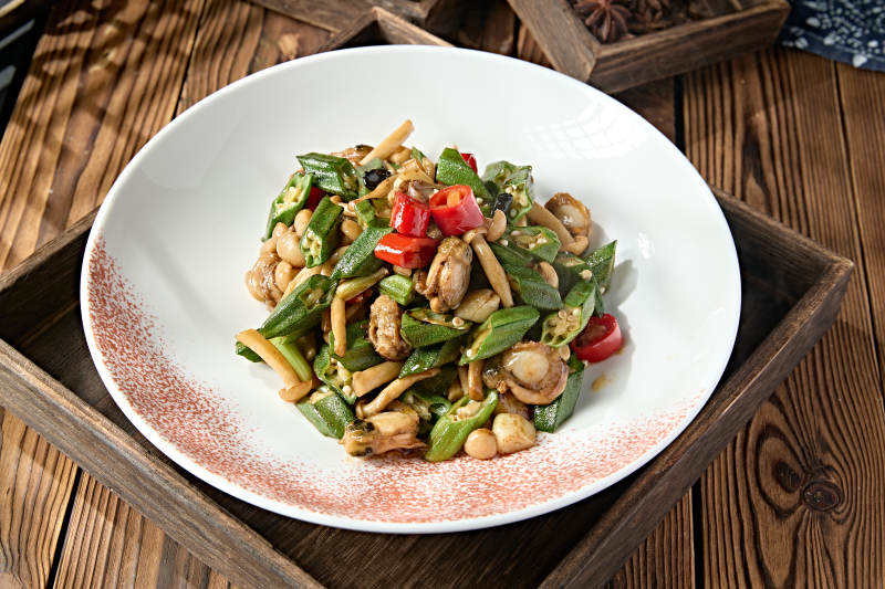 米椒白玉菇小炒秋葵扇贝肉