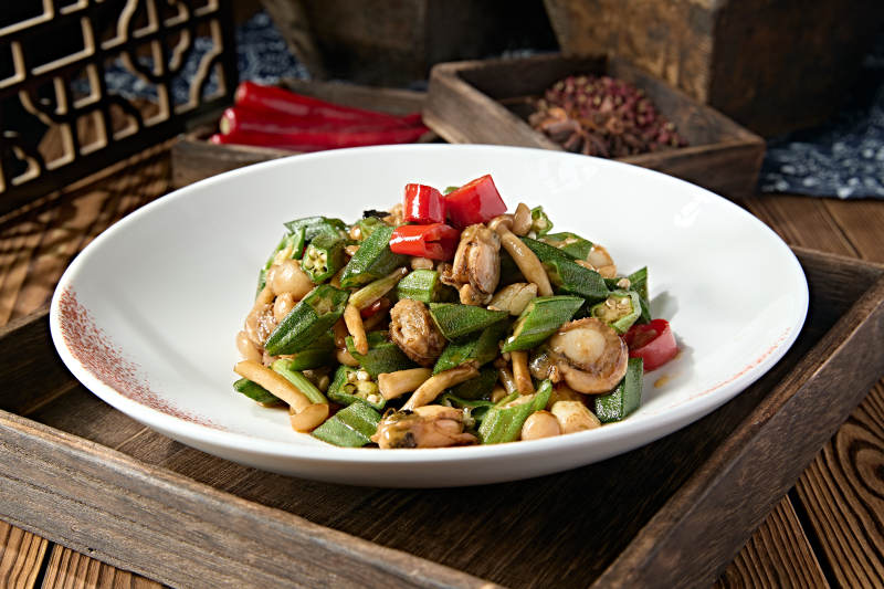 米椒白玉菇小炒秋葵扇贝肉