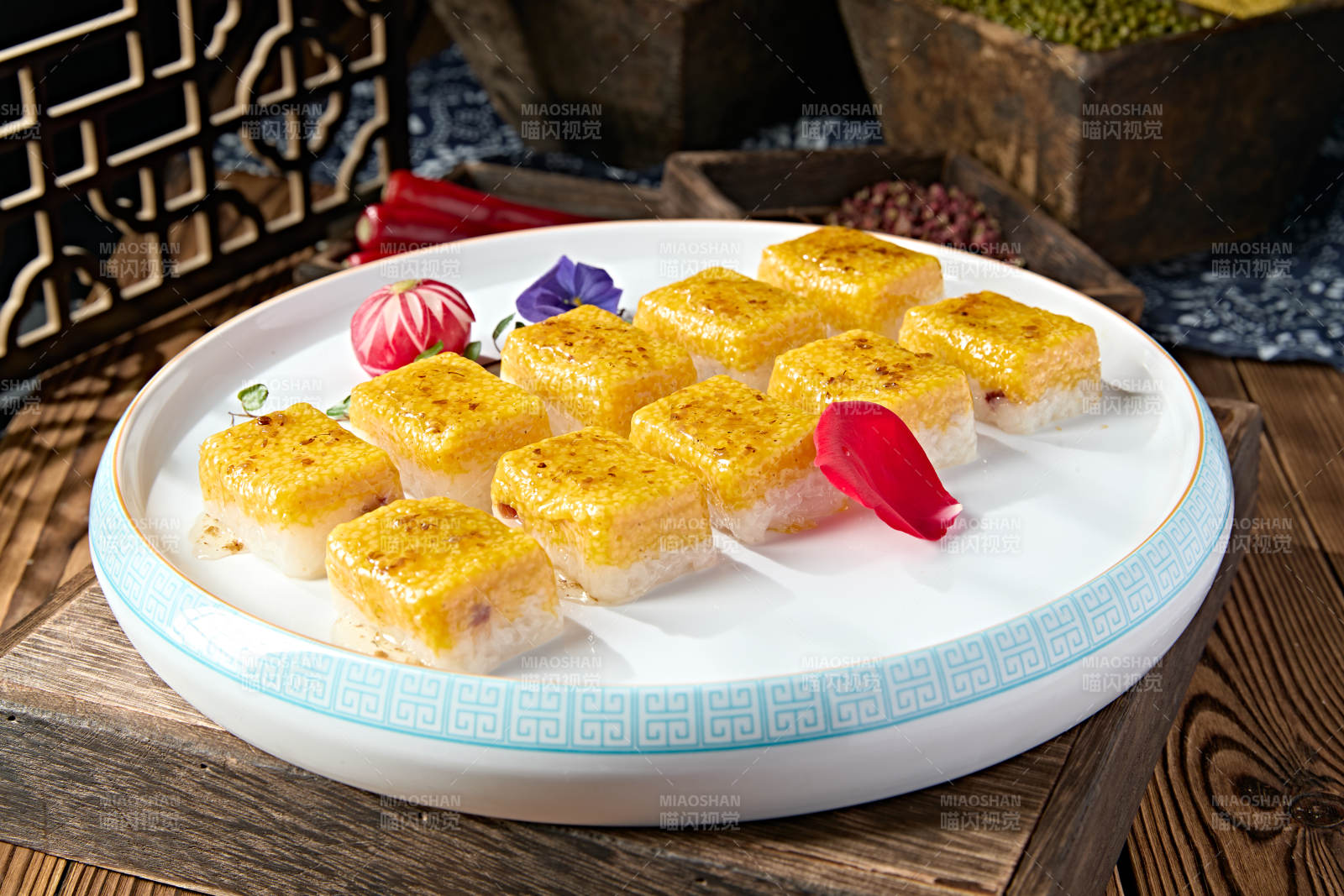 桂花醬雙色小米糯米涼糕