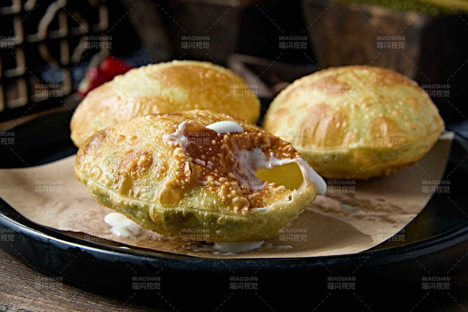 香炸气泡奶香芝士焗榴莲饼