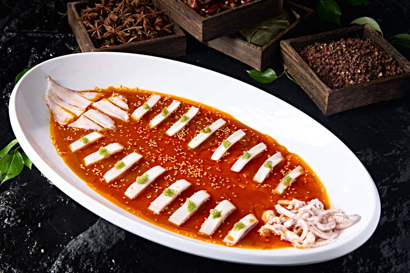 韩式甜辣酱佐深海大鱿鱼切片