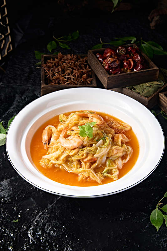 美味浓汤大虾烧白菜