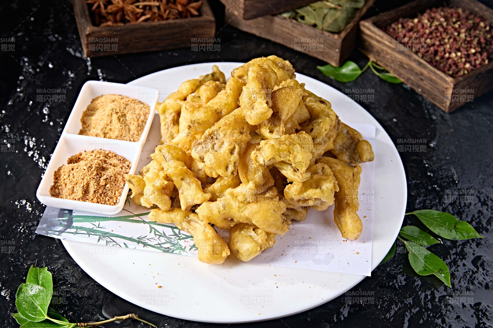 中餐美食裹面油炸平蘑菇