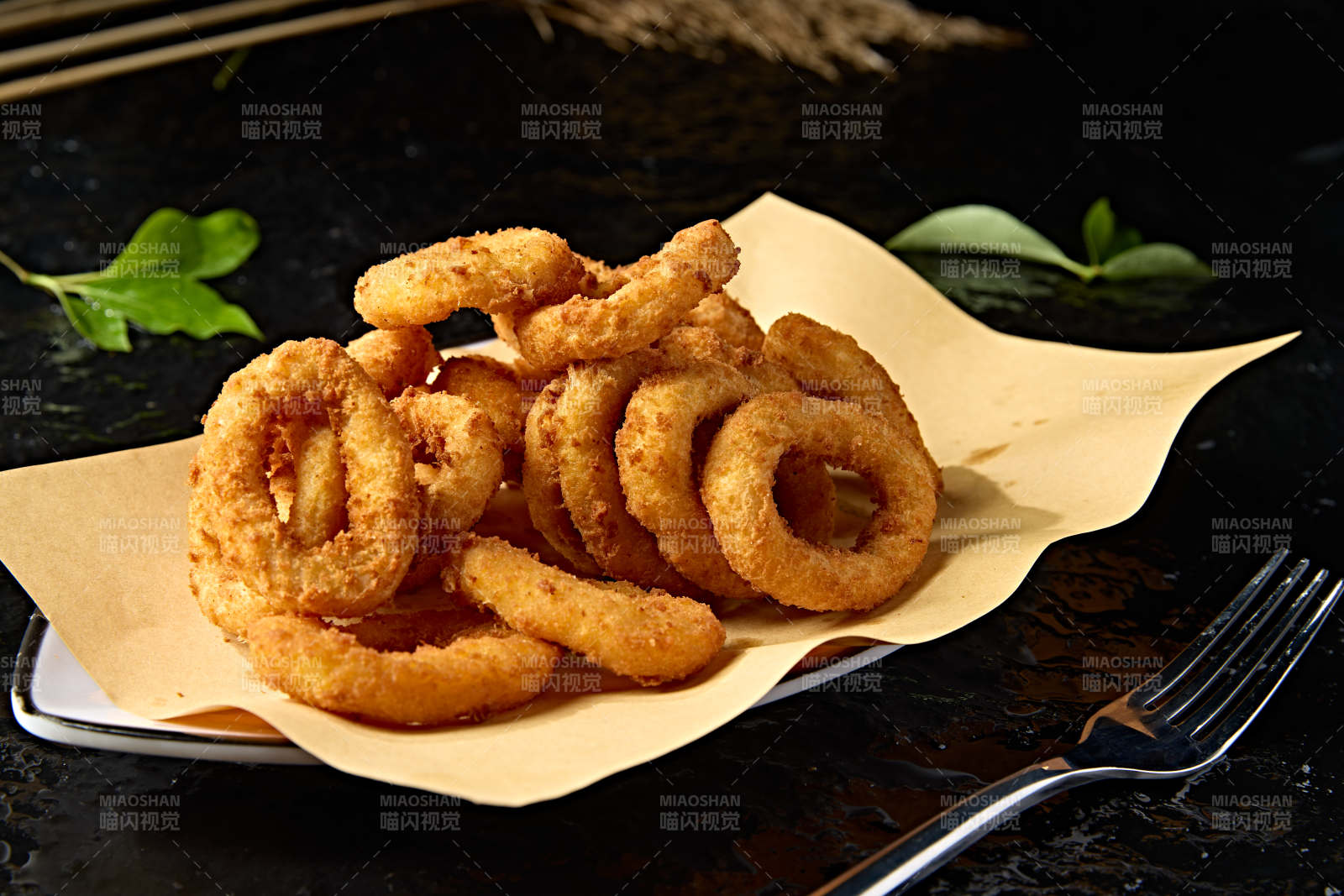 快餐美食油炸鸡肉炸洋葱圈