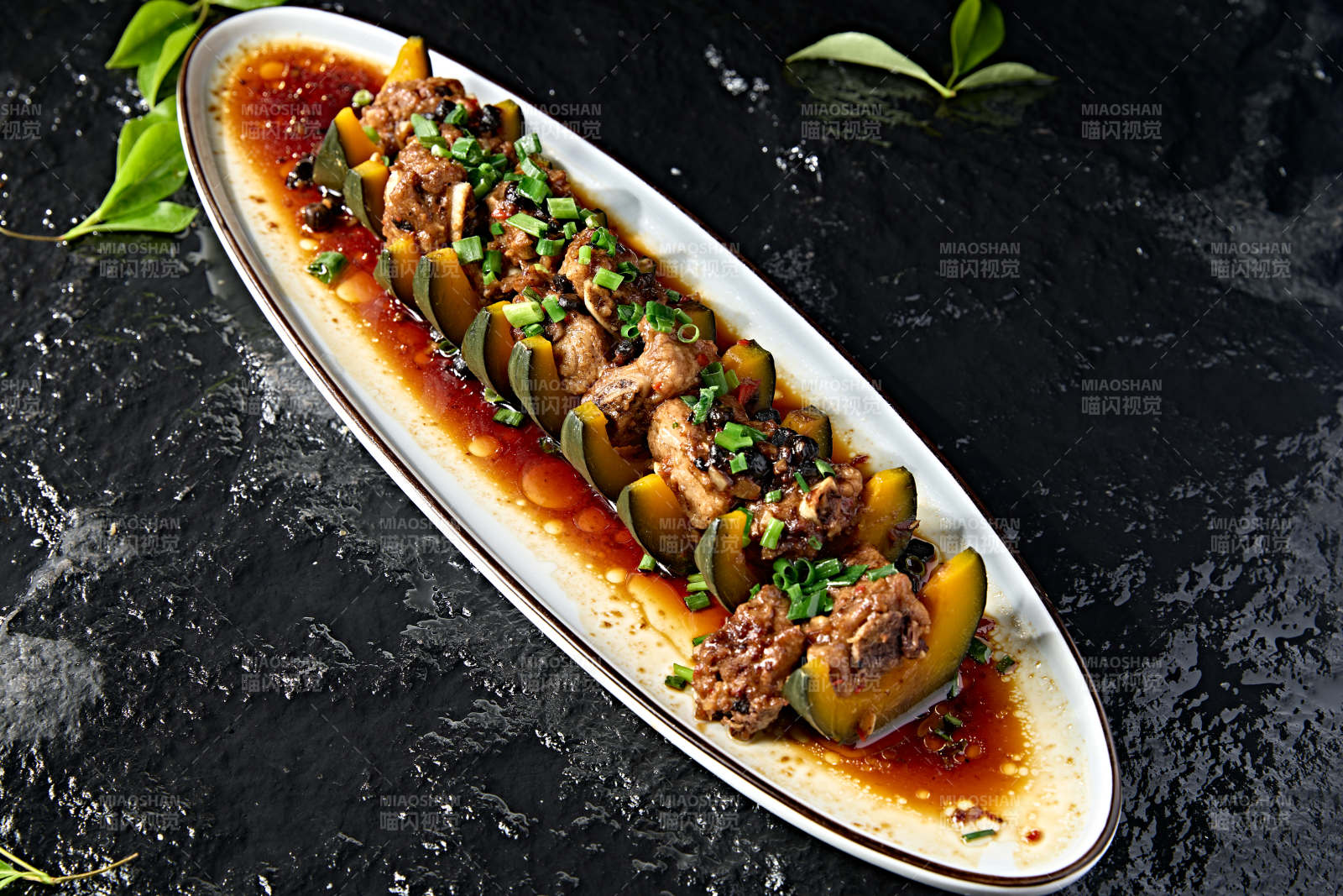 中餐美食豆豉金瓜蒸排骨