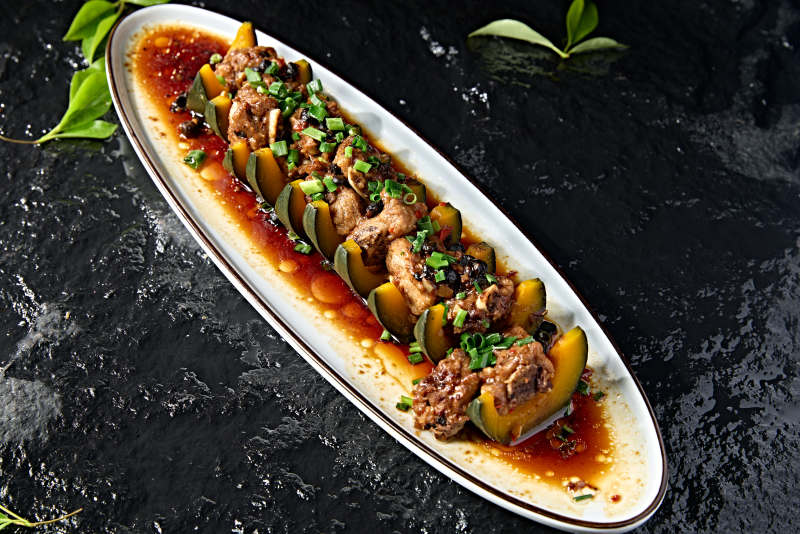 中餐美食豆豉金瓜蒸排骨
