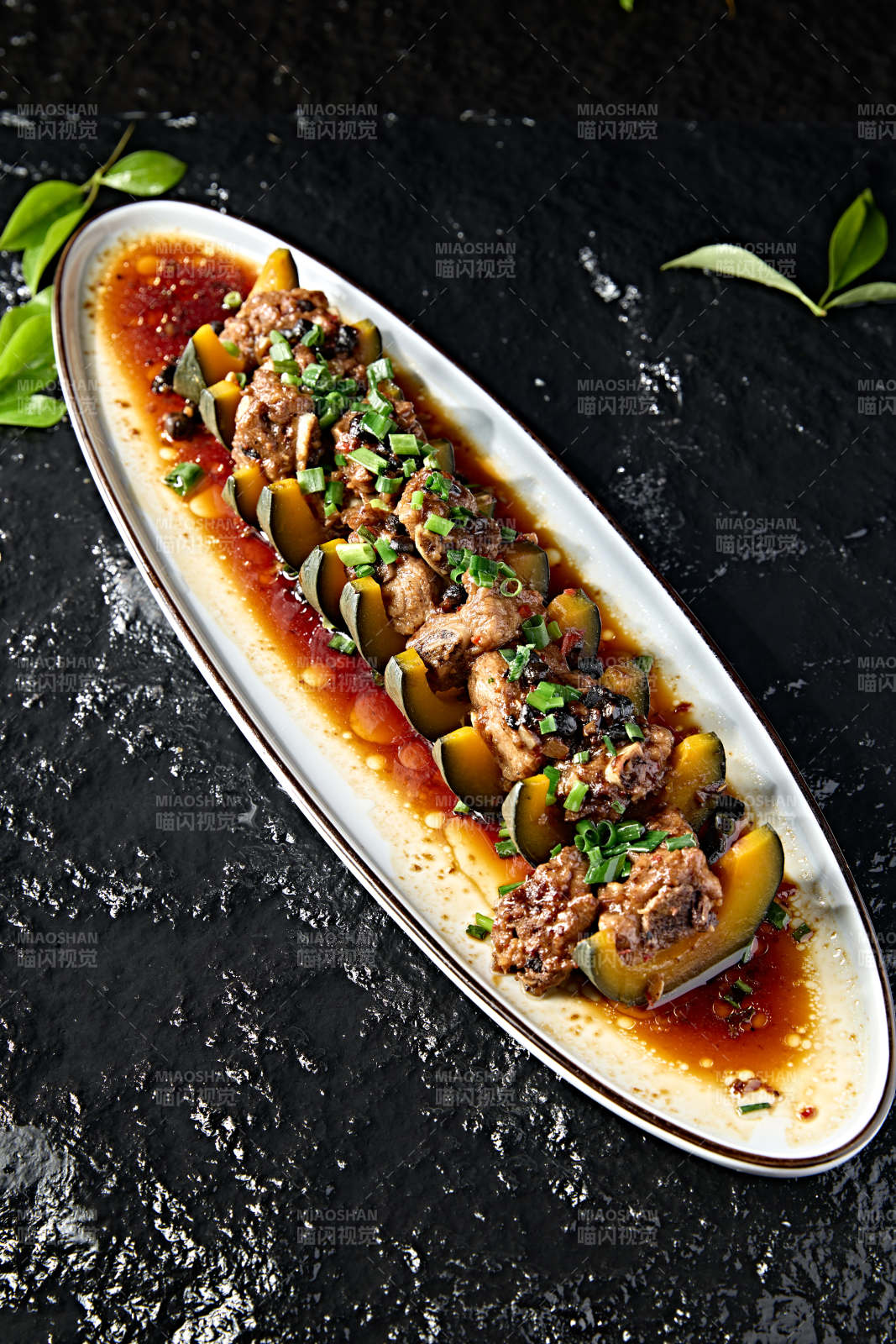 中餐美食豆豉金瓜蒸排骨