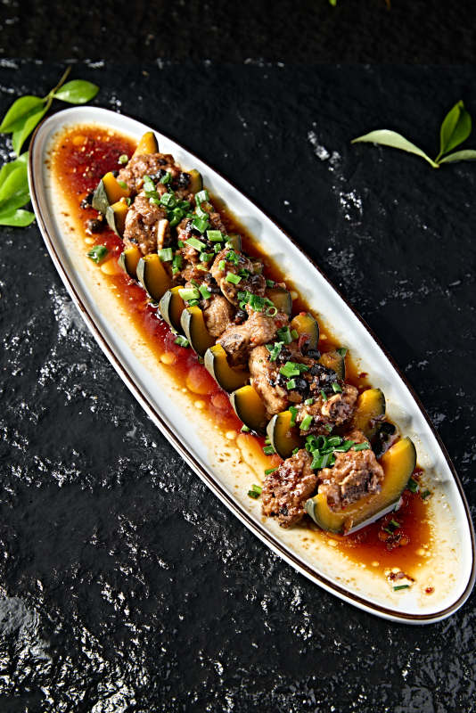 中餐美食豆豉金瓜蒸排骨