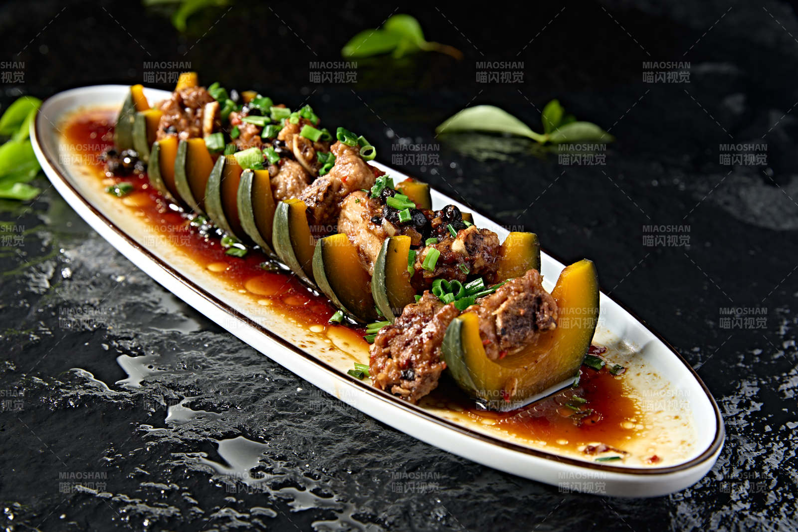 中餐美食豆豉金瓜蒸排骨