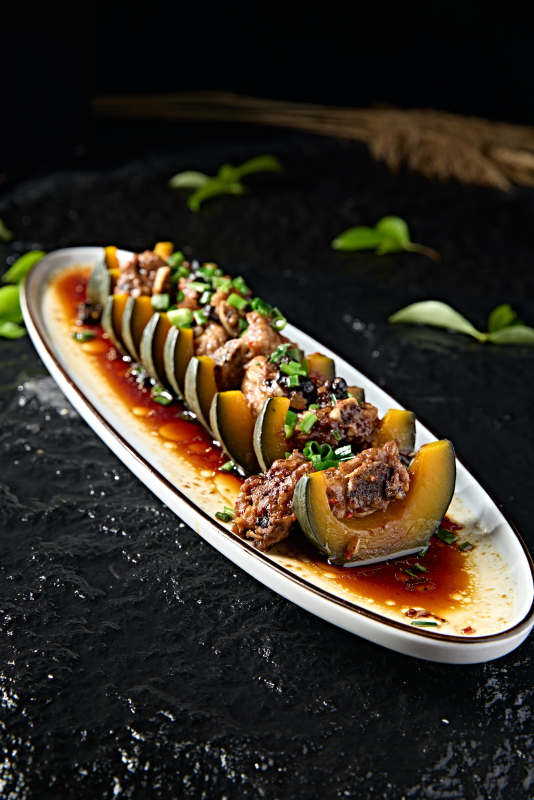 中餐美食豆豉金瓜蒸排骨