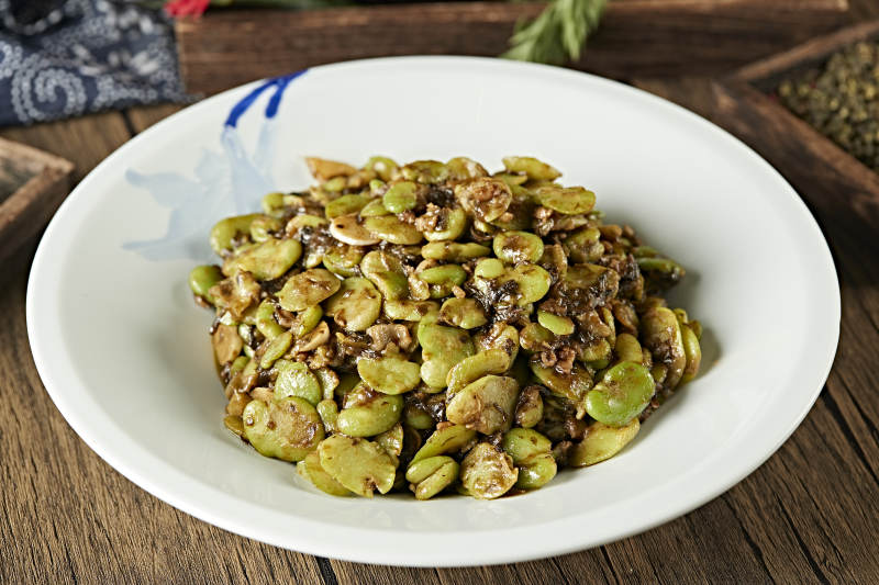 肉沫梅菜炒蠶豆