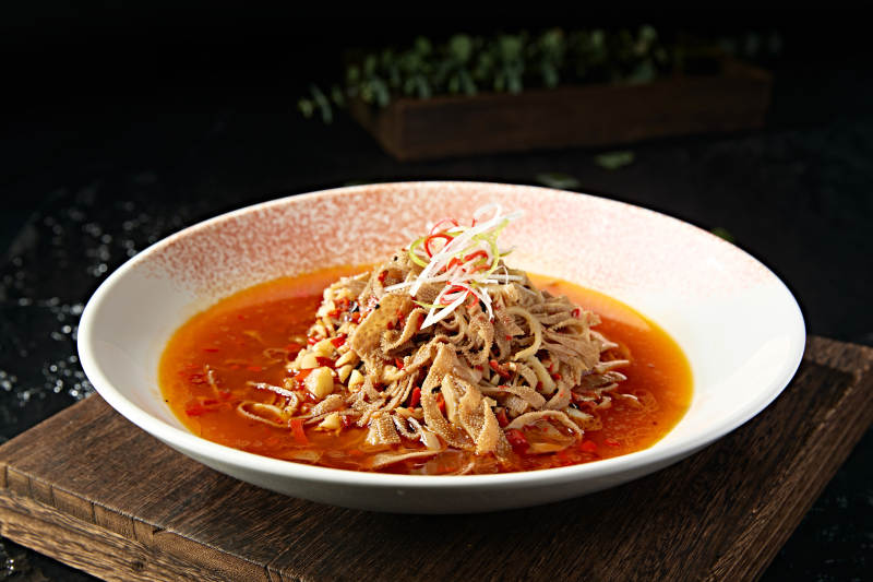 中餐湘菜美味剁椒仔姜蒸毛肚