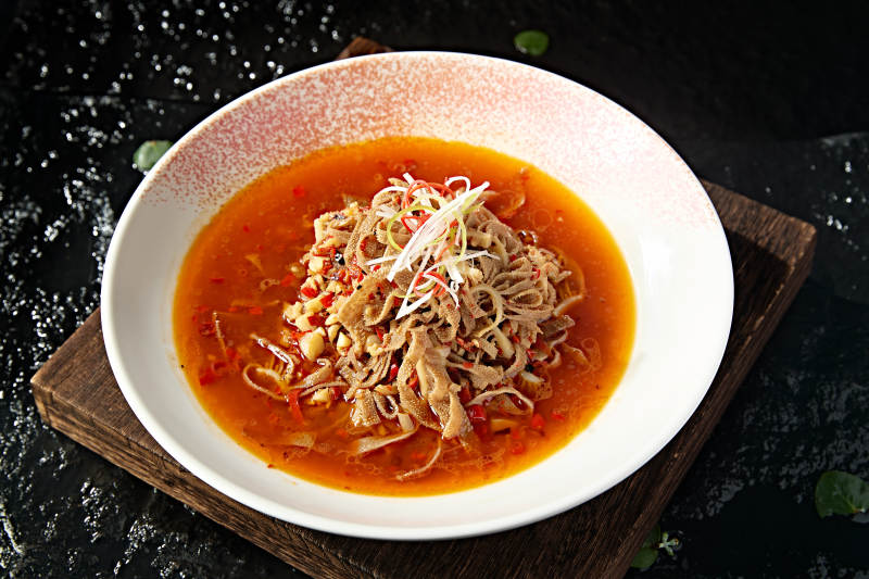 中餐湘菜美味剁椒仔姜蒸毛肚