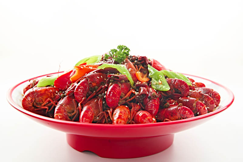 夏季大排档美食爆炒麻辣香辣小龙虾
