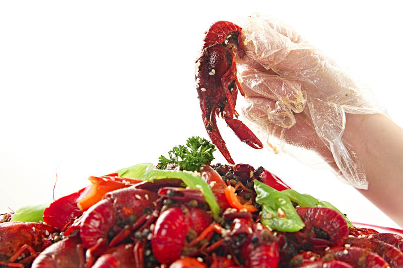 夏季大排檔美食爆炒麻辣香辣小龍蝦