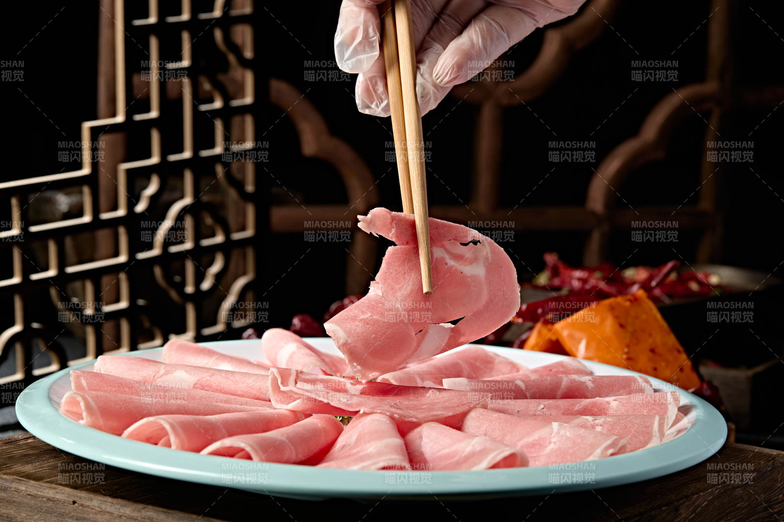 草原羔羊肉卷切片