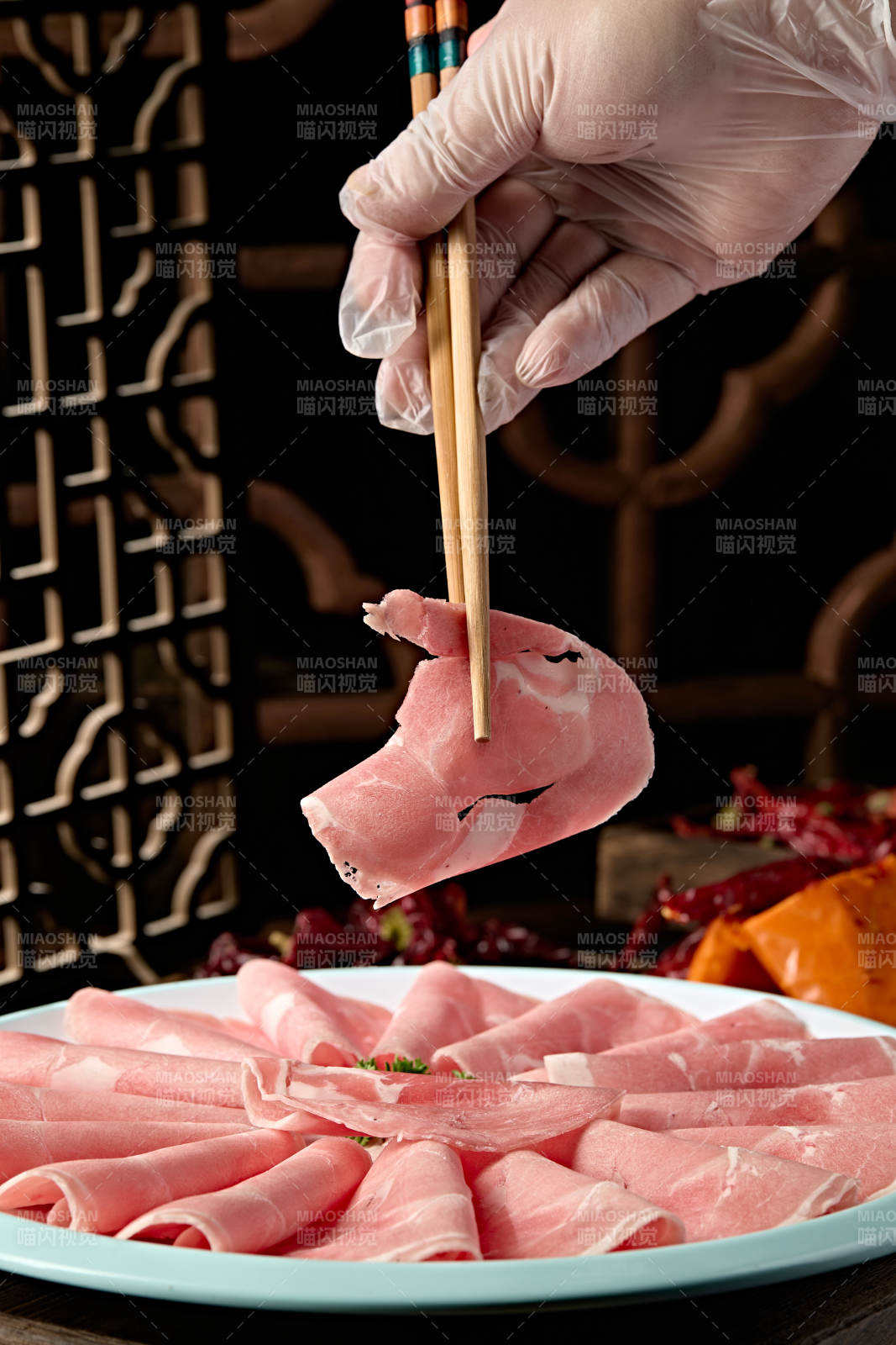 草原羔羊肉卷切片