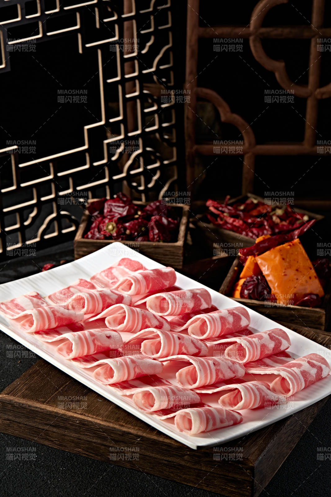 涮肉食材草原羊肉卷切片