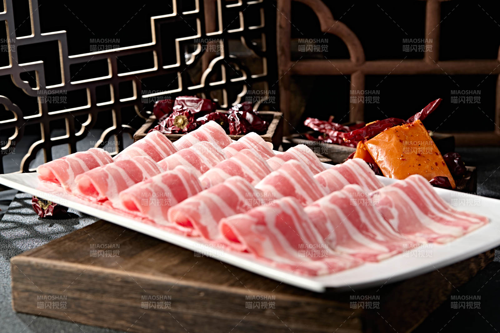 涮肉食材草原羊肉卷切片