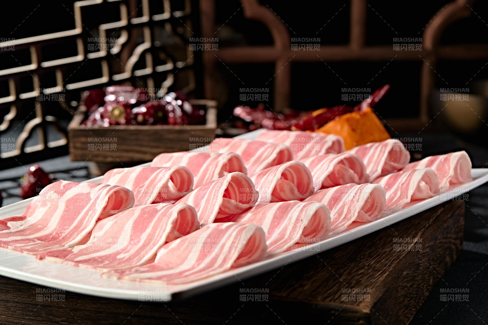 涮肉食材草原羊肉卷切片